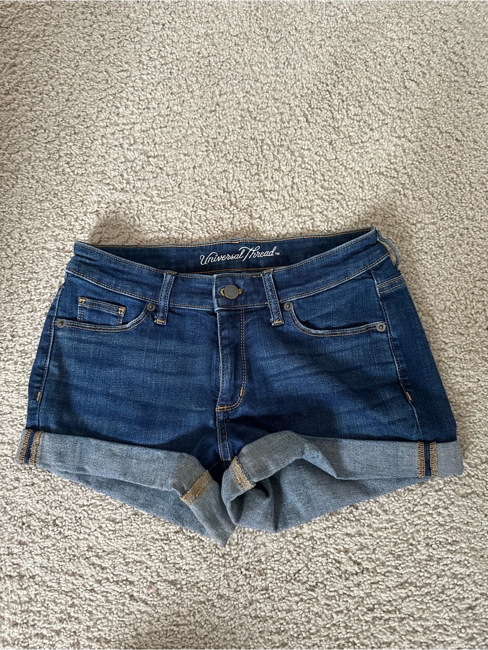 Universal Thread Dark Blue Denim Rolled Cuff Women's Shorts